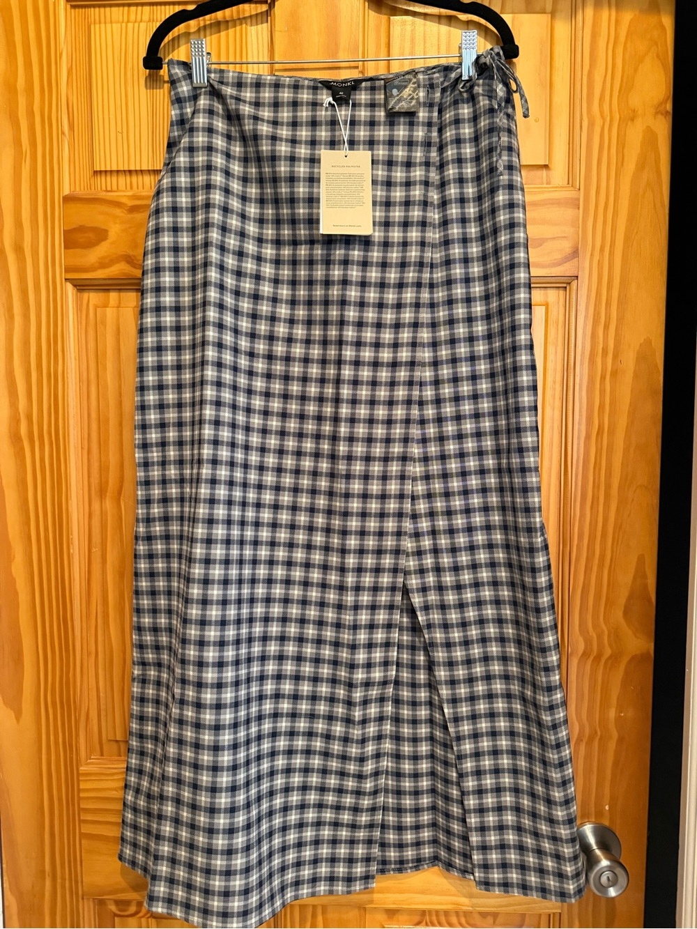 Monki Blue Plaid Midi Skirt